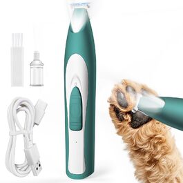 Триммер для собак Oneisall: тиха акумуляторна машинка для догляду за лапами, очима, вухами та обличчям з LED-підсвічуванням (зелений)