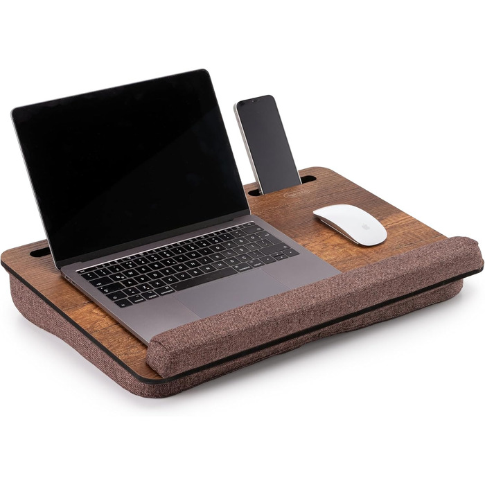 Стіл для ноутбука Vigo Wood - підставка для ноутбука до 17,3 дюймів - м'яке підлогове планшет для комфортної роботи в ліжку або на дивані - екологічний піднос для колін для дому (Cambridge & Braun) (Nussbaum & Braun)