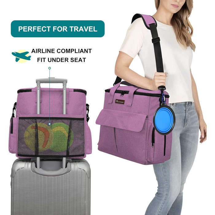 Транспортувальна сумка для тварин, схвалена авіаперевізниками, дорожній набір для собак та котів на вихідні, сумка-органайзер з багатофункціональними кишенями, Рожевий (Рожевий, 41 x 20 x 36 см)