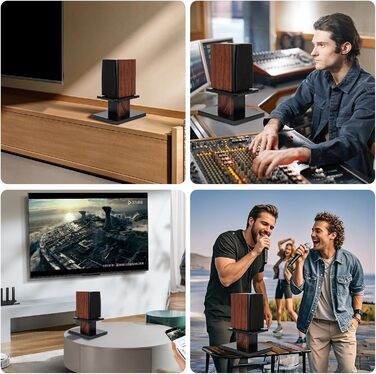 Підставки для акустики OUUTMEE 60 см (24 дюйми) з дерева – міцні підставки Hi-Fi для домашнього кіно, універсальні підставки для акустичних систем з можливістю засипання піском (2 шт.)