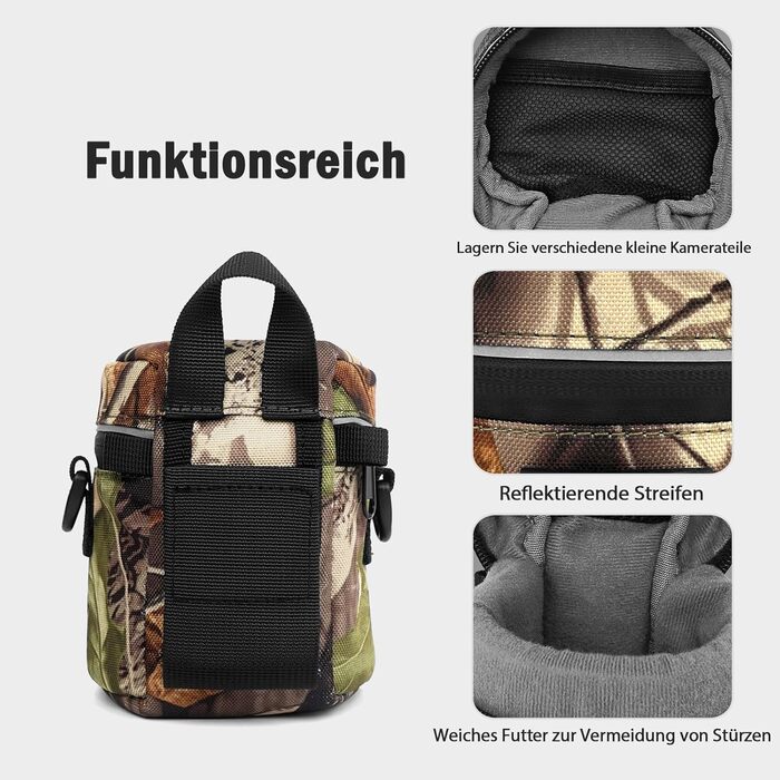 Чохол для об'єктива камери, нейлон, оливковий (XL 10.5x18.5 см, M 8.5x9.5 см)