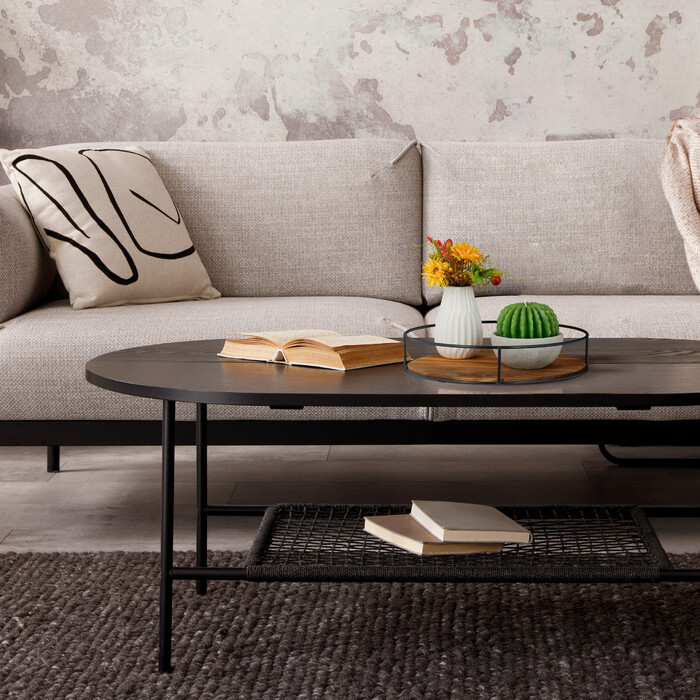 Relaxdays Round Tray with Metal Rim