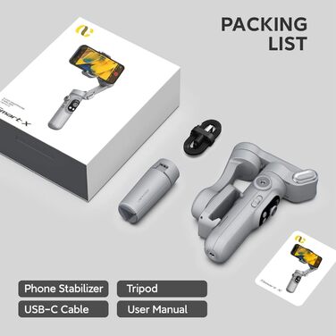 Стабілізатор Gimbal для смартфона AOCHUAN SMART X з LED-підсвічуванням, трекінгом обличчя, функцією Time-Lapse, 3-осьовий, склавний, для iPhone 16/15/14/13/12 Pro/Max/Xs, Galaxy S21, TikTok