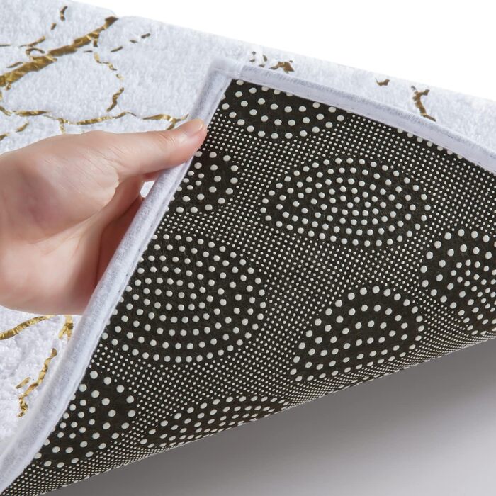 QJHOMO Non-Slip Bath Mat Washable Bathroom Rug, Gray Bathroom Carpet, Gold Decorative Rug Luxury Bathroom Accessories, Soft Microfiber Absorbent Bath Rug for Bathroom Bathtub, 40x60 cm