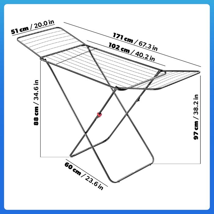 КADAX Сушарка для білизни з 18 метрами сушильної поверхні, розкладний сушильний верстат, для квартири, балкону та саду, з антиковзними ніжками, економія місця, виготовлено в ЄС (Антрацит)