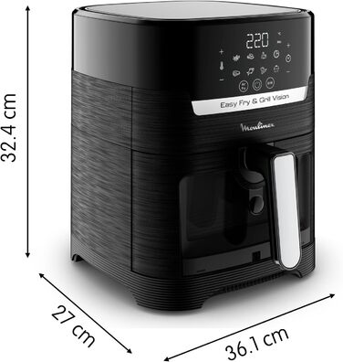 Фритюрниця та гриль Moulinex Easy Fry & Grill Vision 4.2L з вікном, чорний, EZ5068