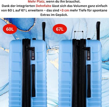 Валіза Cocoono Hartschalenkoffer велика, 95-104L, 8 коліс, 360°, ABS, TSA, телескопічна ручка, блакитна