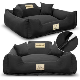 Крісло-ліжко для собак великих порід King Dog XL 115x95 см. Зі змінним іменем, знімний килимок, чорний колір.
