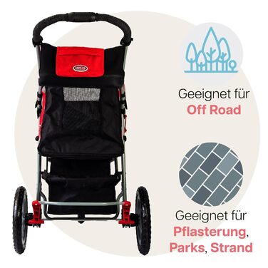 Візок для собак Innopet Comfort EFA Eco чорно-срібний – складний візок для собак та котів, для бездоріжжя та пляжу, колеса 30см, вантажопідйомність 25кг, перероблений нейлон