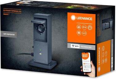 LEDVANCE Smart Plug - Розумна мережева розетка з трьома роз'ємами та USB, WiFi-повторювач, для вулиці, керування через додаток, Alexa, Google