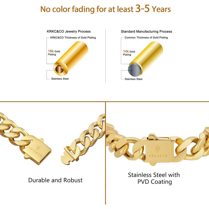 Чоловічий браслет KRKC&CO з кубинськими ланцюжками, 18 мм, Miami Iced Out, золотий, для вуличної моди, хіп-хоп, 21.6 см