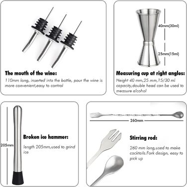 Набір для коктейлів Baker Boutique 17 предметів, 750 мл: шейкер, підставка з дерева, книга рецептів