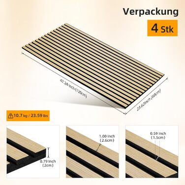 Акустичні 3D-панелі JAMELO з шпоном горіха, самоклеючі стінні панелі для декору стін та стелі, 10 шт. (30x15x1.2 см), колір волоський горіх