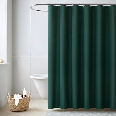 Шторка для душу MIULEE з льону, 120x200 см, важка, поліестер, водовідштовхувальна, з антигрибковим покриттям, для ванної кімнати, 8 петель, темно-зелена