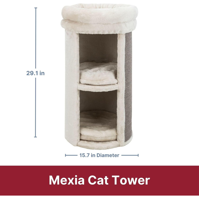 Двоповерховий котячий комплекс TRIXIE Mexia сірого кольору, 39 x 39 x 73 см