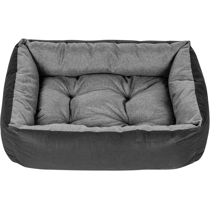 Лежанка для собак SuperKissen24: корзина, диван, лежанка для собак великих, середніх та маленьких порід. Легко миється, розмір M, чорний та сірий колір, льон, 70x55 см (1 шт.)