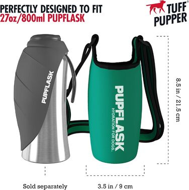 Пу Flask для собак Tuff Pupper: ізольований тримач для пляшки з неопрену з регульованим плечовим ременем. Ідеально для подорожей, прогулянок та походів (27 OZ, Quetzal Green)