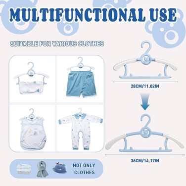 Дитячі вішалки для одягу HGYZE, що ростуть разом з дитиною, 20 шт. (різнокольорові). Зі зручним гачком та підвішуванням для штанів. Економія місця в шафі.