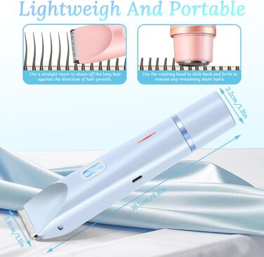 Електричний жіночий триммер Silky Splash 2-в-1 для бікіні, обличчя та тіла, водонепроникний IPX7, з USB-зарядкою, блакитний