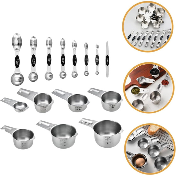 PRETYZOOM 3-Piece Measuring Cup and Spoon Set, Baking Molds, Cold Brew Coffee Maker, Coffee Cups, Medium Cookie Cutters (Reindeer), Baking Measuring Cup, Measuring Spoons, Cup, Stainless Steel