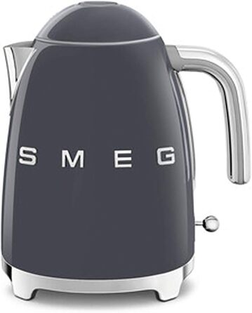 Електричний чайник Smeg KLF03PKEU 1.7L сірого кольору з нержавіючої сталі, з м'яким відкриванням кришки та фільтром від накипу