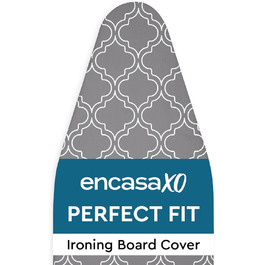 Чохол для прасувального столу Encasa XO з фетровою підкладкою 1 мм, посилений шнуром (підходить для стандартних прасувальних столів розміром 112x34 см), з тепловідбиваючим покриттям, з принтом - Сірі плитки M Сірі плитки