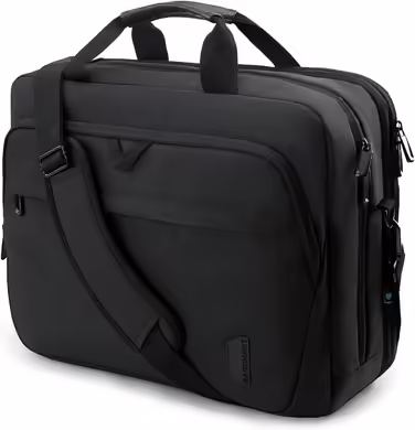 17.3-inch Laptop Bag, BAGSMART Expandable Briefcase, Computer Bag for Men and Women, Laptop Shoulder Bag, Work Bag, Business Travel, Office, Lockable (Black-17.3 inch)