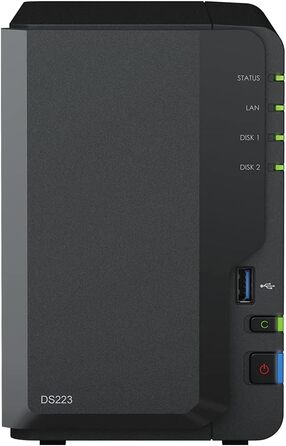 Synology DS223 - 2-Bay NAS сервер, 8TB, Чорний