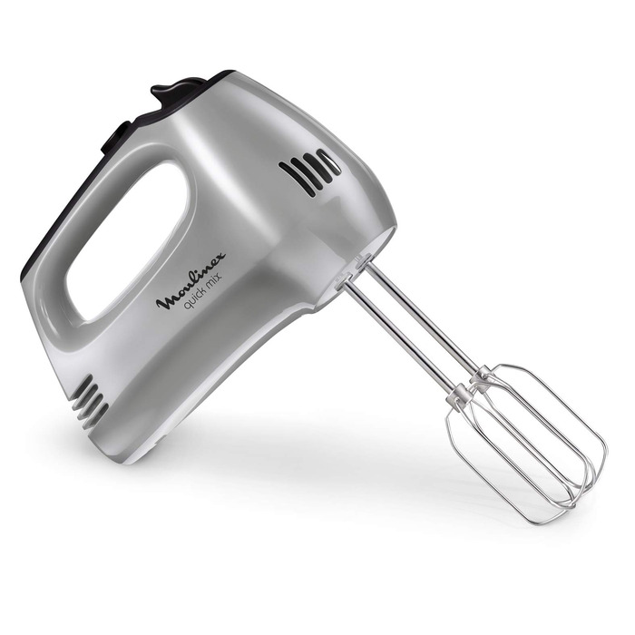 Міксер ручний Moulinex Quickmix HM3108, 300 Вт, 5 швидкостей, 2 насадки, нержавіюча сталь, чорний