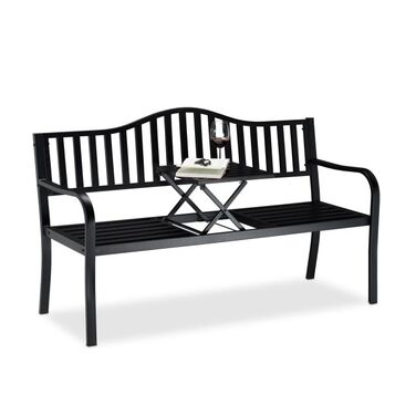 Relaxdays Garden Bench with Folding Table