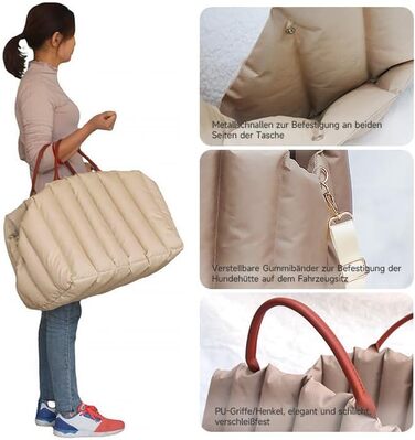 Автомобільний крісло-підвищення для собак, велике (55x42x42 см), світло-хакі. З безпечним ременем.