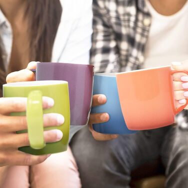 Joeji's Kitchen Colorful Coffee Cups, Set of 6 Stoneware Tea Cups - 350 ml to keep coffee, tea, hot chocolate, and other beverages hot or cold for longer.