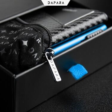 Чоловічий гаманець DAPARA: тонкий, з відділенням для монет та RFID-захистом. Містить 12 карт, карбоновий червоний (Carbon - Dynamic Blue)