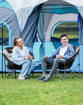 Крісло для кемпінгу KingCamp Moonchair XXL - зручне, м'яке, для відпочинку на природі, риболовлі, саду, балконі. Макс. вантажопідйомність 205 кг, з підстаканником та високою спинкою.