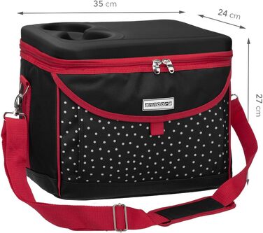 Кühltasche 22 L Picknick Kühlbox 35 x 24 x 27 cm - Farbauswahl (Schwarz Weiß Gepunktet) - Холодильна сумка Андора 22 л для пікніка, 35 x 24 x 27 см, чорно-біла в горошок
