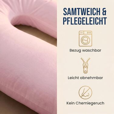 Подушка для вагітних та годування XXL Elfenbein Flamingo Jersey: підтримка тіла, гнучка наповнювач, знімний чохол (пральний)
