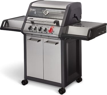 Газовий гриль Enders Monroe Pro 3 SIK Turbo з 3 нержавіючими пальниками, боковою конфоркою, інфрачервоним заднім пальником, оглядовим вікном PanoVision, системою HEAT RANGE, решіткою SWITCH GRID, зоною TURBO 800°C, легке очищення SIMPLE CLEAN
