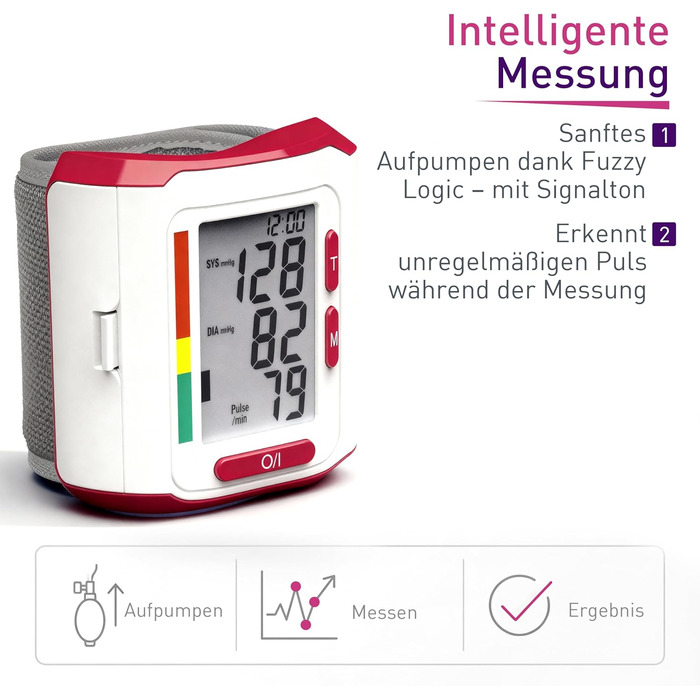 Тонометр на зап'ястя Scala SC 6400 - точний вимірювач артеріального тиску з індикатором ВООЗ, 85 місця пам'яті, Fuzzy Logic, з коробкою та батарейками, манжета 13,5-19,5 см