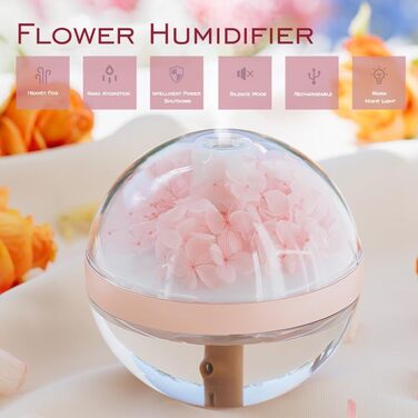 stored a 270 ml water-filled humidifying spray bottle, a fully rechargeable essential oil diffuser, a night light, and a waterless drain (Pink)