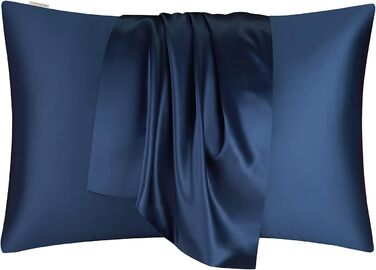 DISANGNI 100% Natural Mulberry Silk Pillowcase for Hair and Skin, Hidden Zipper Closure, 22 Momme, Both Sides, Real Silk, 1 Piece (Blue, 2 Pack, Standard Size 50.8 x 66 cm)