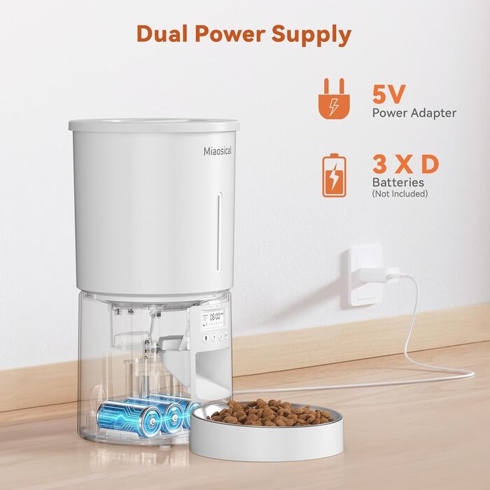 Автомат годування котів 4.2L з програмуванням, з окремою мискою з нержавіючої сталі