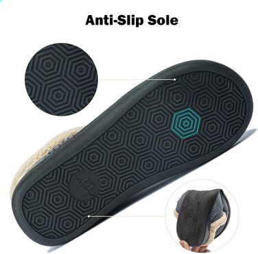 Тапочки чоловічі Miqieer з піною пам'яті, теплі зимові плюшеві домашні тапочки (45/46 EU, 570 Blaugrau)