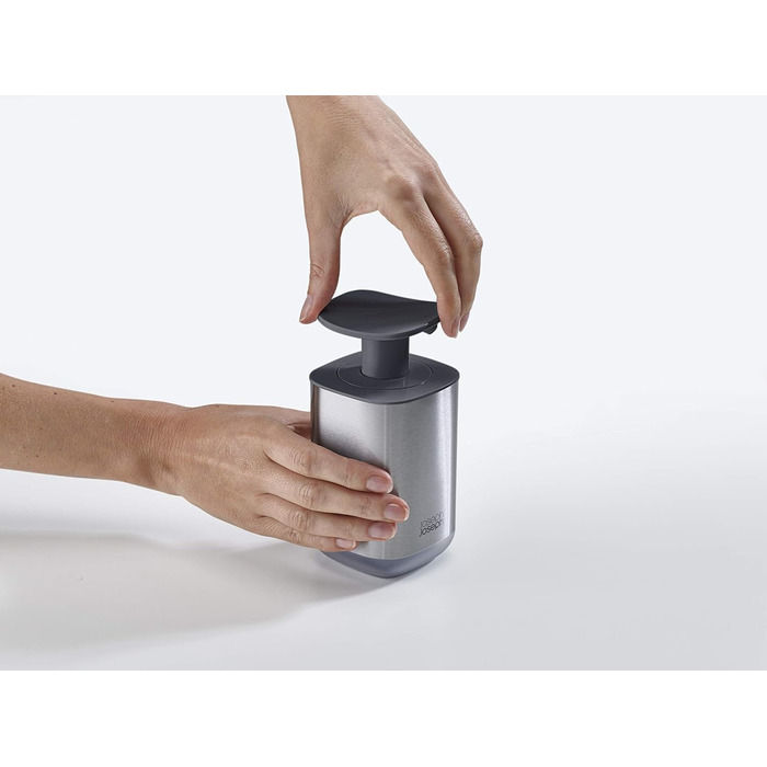 Дозатор мила Joseph Joseph Presto з нержавіючої сталі, гігієнічний, з широкою помпою, нержавіюча сталь/сірий