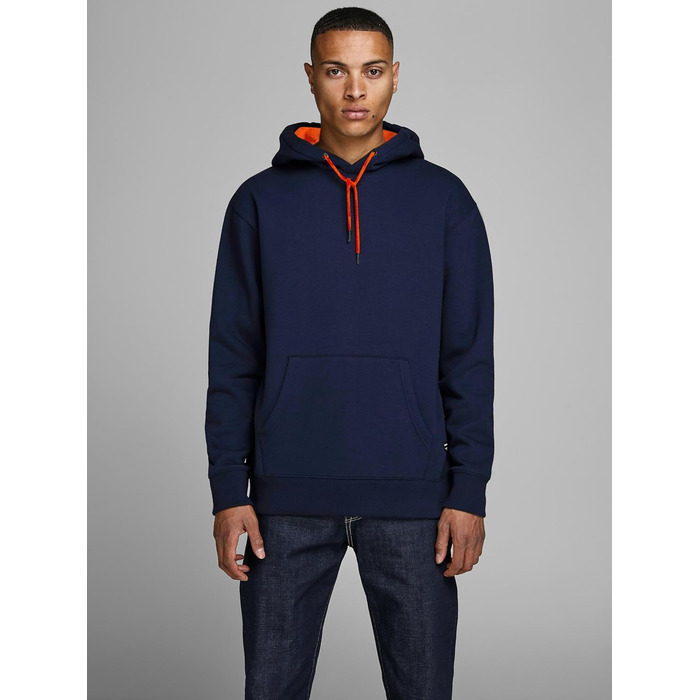 Чоловічий худі з капюшоном JACK & JONES RDD Logo, темно-синій (Navy Blazer), розмір S