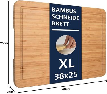 Дерев'яний обробний стіл з бамбука, 45 x 30 x 2 см, XL, сертифікат FSC®, антибактеріальний, для кухні