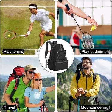 Lunaanda Tennis Backpack - Tactical Tennis Bag with Shoe Compartment & Racket Protection - Large Pickleball Bag Holds 4 Rackets