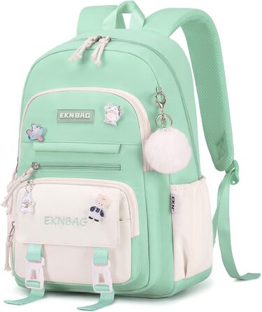 Шкільний рюкзак Tanou для дівчаток, підлітків, 3-7 клас, велика місткість, легкий нейлон, стильний, зелений