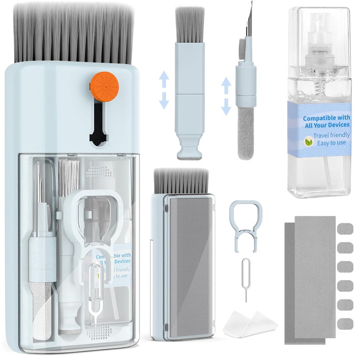 Набір для чищення клавіатури 12 в 1: очищувач екрану, клавіатури, телефону, MacBook, ПК (блакитний)