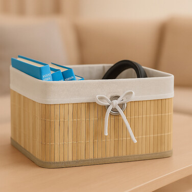 Relaxdays Bamboo Storage Basket Set