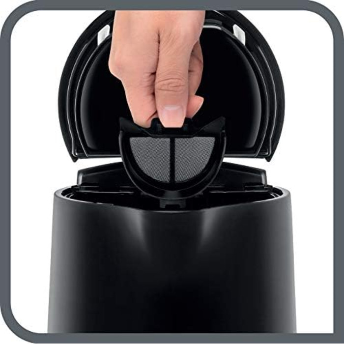 Електричний чайник Tefal Includeo KI5338, 1.7 л, 2400 Вт, з фільтром та протиковзкою ручкою, чорний